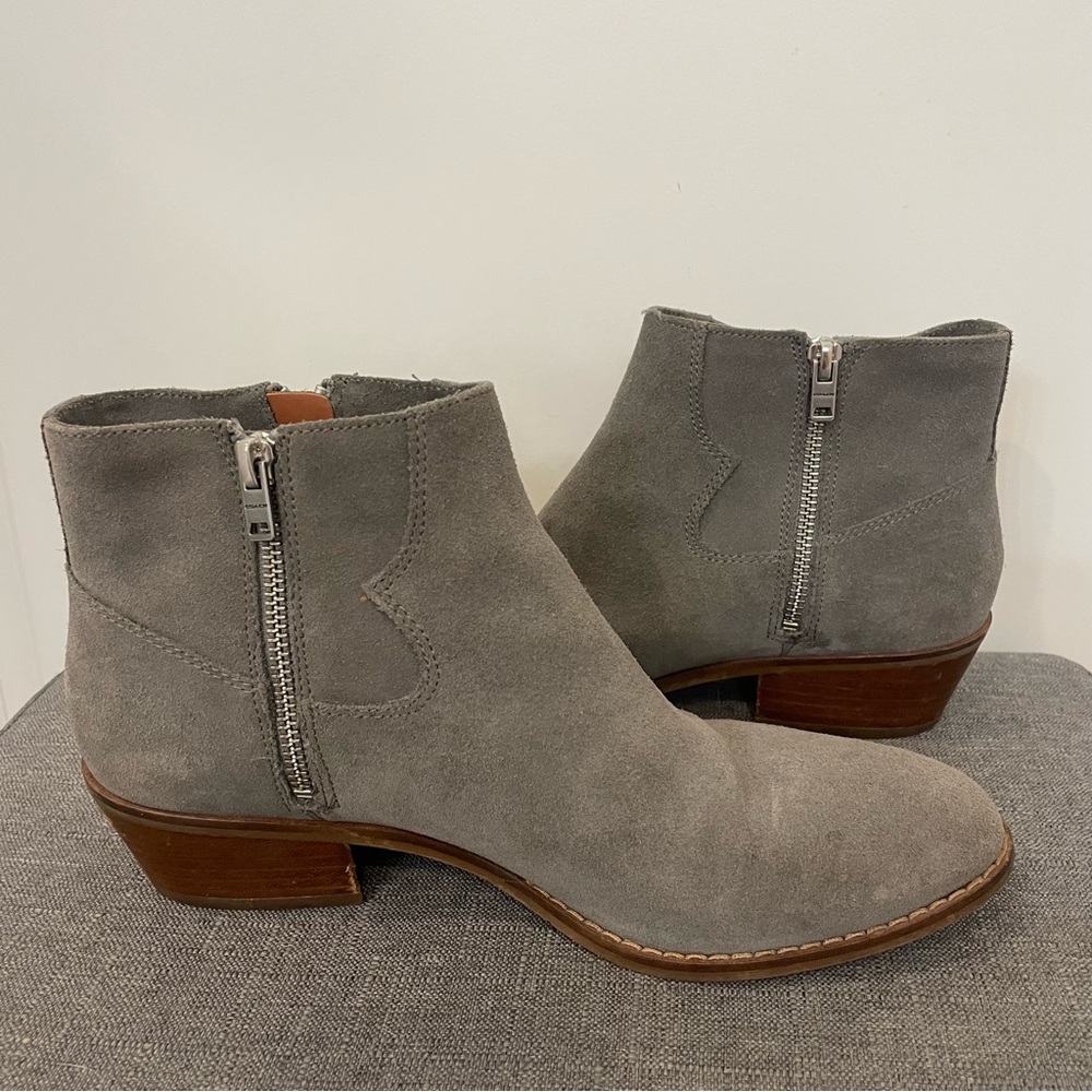 COACH Dani Suede Ankle Boot Western Style - Gray Size 8.5 - Picture 9 of 13